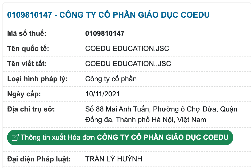 CÔNG TY CỔ PHẦN GIÁO DỤC COEDU - GIÁ THỎA THUẬN